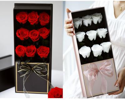 China Natural Stem Natural Fresh Rose Preserved Roses In Gift Box White Rose Gun Everlasting Flower Preserved Roses For Valentines Day Gifts for sale