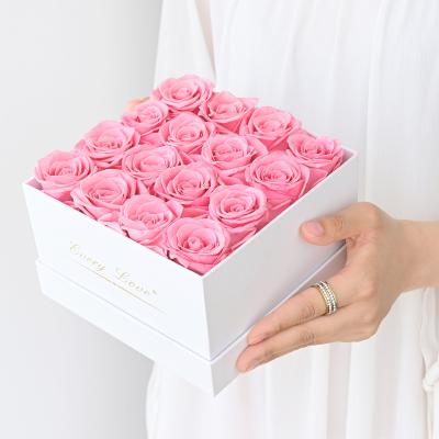 China Natural Fresh Rose With Stem Natural Everlasting Everlasting Everlasting Real Everlasting Valentines Day Gift Preserved Box 16pcs Roses Eternal Rose for sale