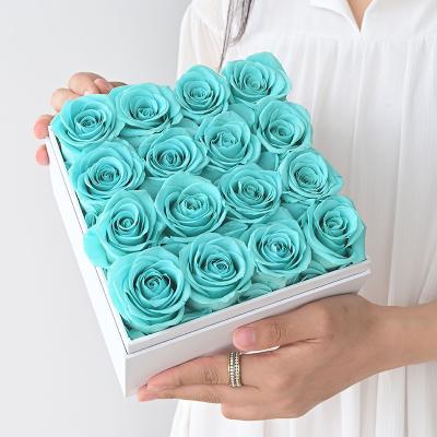 China Natural Fresh Rose With Stem 16PCS Flower Natural Custom Luxury Box Valentine Romantic Gift Packaging Accept Made In China for sale