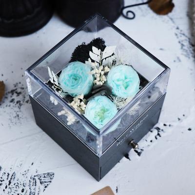 China Candy Flower Handbag Eternal Rose in Glass Dome Preserved Roses Women Bags Handbags Durable Preserved Flower for sale