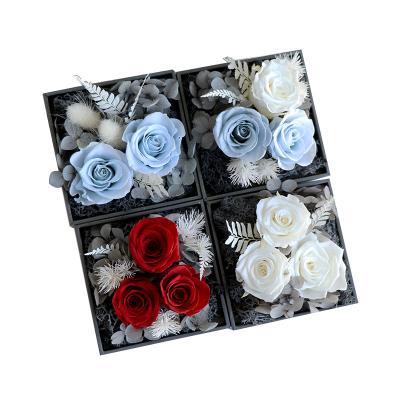 China Fashion Mother's Day Artificial Eternal Rose Jewelry Box Earrings Necklace Storage Wedding Valentines Birthday Gift Artificial Flower for sale