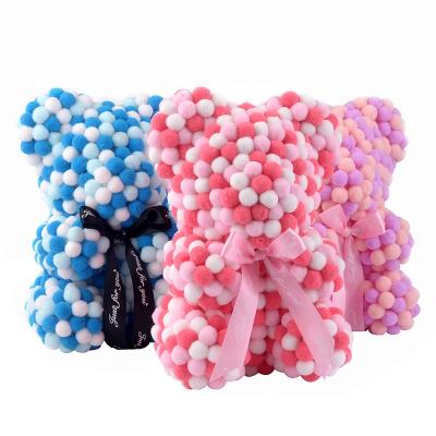 China Creative Valentine's Day Gift Flower Bear Fur Ball Foam Bear 25cm Rose Flower Bear Christmas Gift 21*21*25 for sale