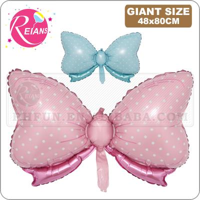 China Toy Birthday Party Balloons Blue Promotional Pink Bowknot Shaped Balloons Kids Toys Birthday Party Decoration Foil Balloons for sale