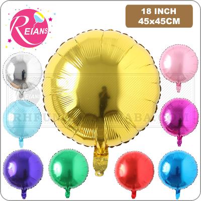 China Promotional Toy 18 Inch Aluminum Foil Balloon Helium Balls Silver Wedding Happy Birthday Round Pure Party Decoration Inflatable Toys Air Globos for sale