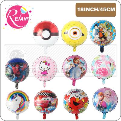 China Promotional Toy 18inch Round Cartoon Unicorn Mickey Minnie Mouse Dragon Figure Balloons Birthday Party Decoration Foil Balloon Globos for sale