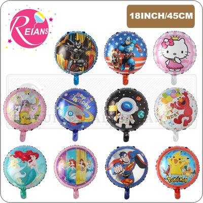 China Promotional Toy 18inch Cartoon Anime Pikachu Round Foil Balloons Kids Classic Toy Helium Balloon Inflatable Happy Birthday Balls Party Decor for sale