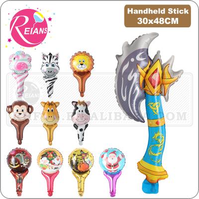 China Promotional Toy Foil Balloons Cartoon Handheld Flamingo Birthday Party Decorations Suppliers Flapper Stick Animal Toys Inflatable Balloon Ax Toy for sale