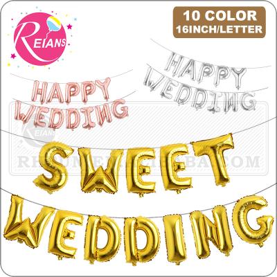 China 16 Inch Soft Happy WEDDING Helium Promotional Toy LETTER Foil Balloon Air Balloons Wedding Parties Banner Suppliers Decorations Globos for sale