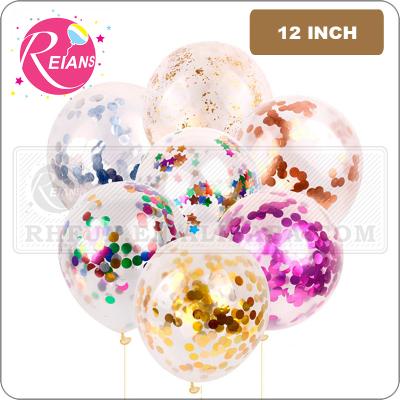 China Promotional Toy Auto Seal 12inch Confetti Balloons Transparent Clear Latex Balloon Wedding Decoration Happy Birthday Baby Shower Party Supplies for sale