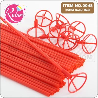 China Promotional Latex Balloon Stand Stick Toy 35cm Red PVC Rods Foil Balloons Stand Sticks With Cup Party Supplies Party Decoration Props for sale