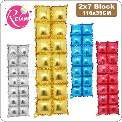 China Promotional Toy 2*7PCS Diamond Block Shaped Metallic Tinsel Foil Curtain Photo Booth Backdrop Balloon Wall Decoration For Wedding Birthday Party for sale