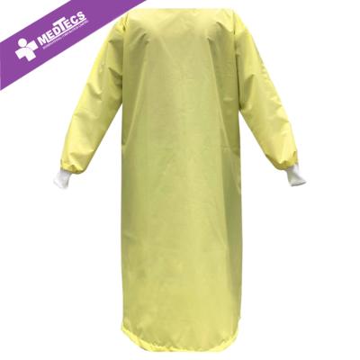 China Impermeable Yellow Disposable Isolation Gown Knit Cuff for sale