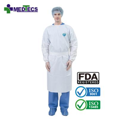 China Hospital Isolation Waterproof White Medical Disposable Surgical Gown Developed Isolation Suits for sale