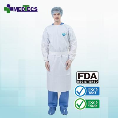 China Tear Proof White Medical Moisture Isolation Non Sterile Disposable Gown for sale