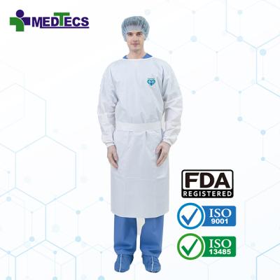 China Unisex Disposable Civilian White Impermeable Isolation Gown for sale