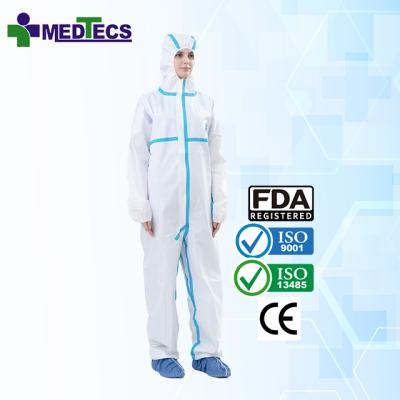 China Waterproof Protective White Color Coverall Microporous Disposable for sale