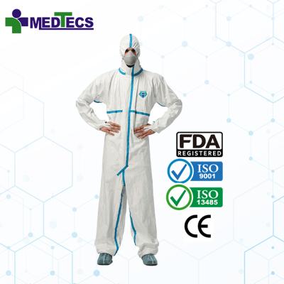 China Waterproof White Disposable Nonwoven PP Overall Coverall for sale