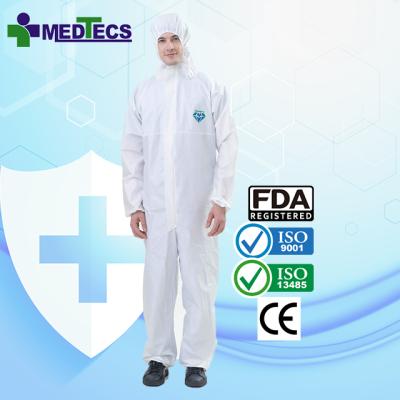 China Professional Disposable Waterproof Overall Hooded Protective Coverall for sale