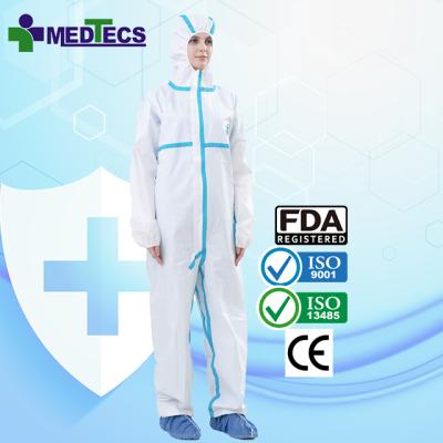 China Overall Waterproof White Disposable Coverall PPE Protective Clothing Medical for sale