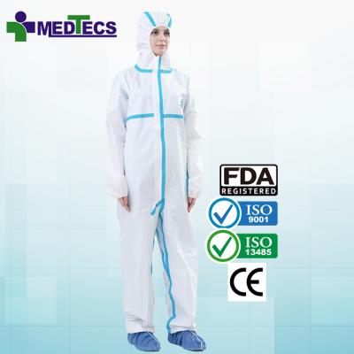 China White Overall Cheap Acid Resistant Disposable Microporous Coveralls Waterproof Medical Uniform for sale