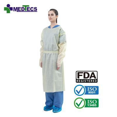 China Comfortable and Breathable Premium Waterproof Breathable Nonwoven Gowns PPE Disposable Gown Suits Isolation Clothing for sale