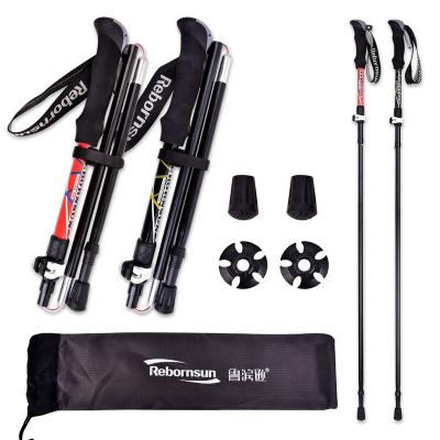 China EVA 3section Cork Grip Rebornsun Custom Outdoor Trekking Poles Ultralight Nordic Walking Climbing Poles for sale