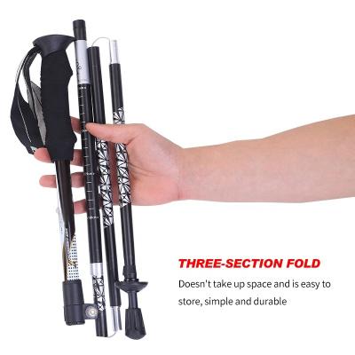 China Trekking Hiking 5 Sections Folding Trekking Poles 7075 Aviation Aluminum Alloy Walking Stick for sale