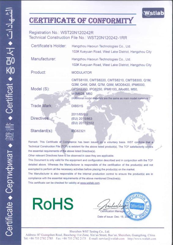 RoHS - Hangzhou Haoxun Technologies Co., Ltd.