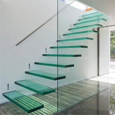 China Modern transparent 8mm*8mm*8mm*8mm laminated safety glass is suitable for precise edge polishing of stairs and balustrades for sale