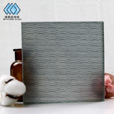 China Modern cyan textile laminated glass for decoration glass wall for sale