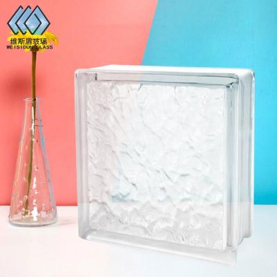 China Modern Mosaic Texture Cavity Transparent Square Decorative Partition Wall Glass Brick for sale