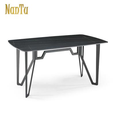 China High quality OEM custom design modern iron frame dining table restaurant table black table for sale