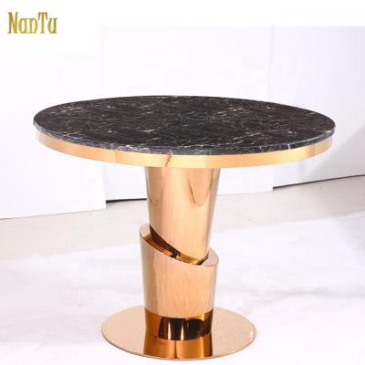 China Wholesale Round Black Marble Dining Table Table OEM Cafe Restaurant Table for sale