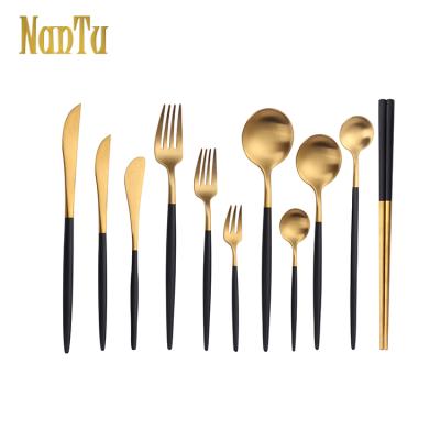 China Sustainable Stock Stainless Steel Flatware Set Modern Hotel Dinnerware All Kinds Cutlery Set for sale