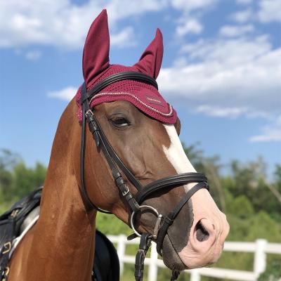 China Protect Hot Sale Horse Hood Fly Veil Cotton Ear Hood Cotton Horse Fly Mask With Rope for sale