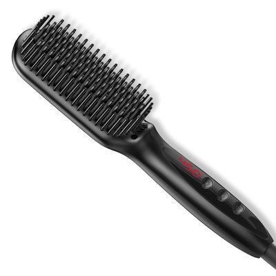 China 2021 Men's Hair Beard Brush Skin-friendly Straightening Electric Black Beard Brush for sale