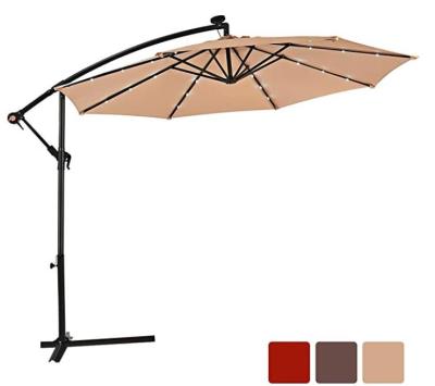 China All Weather Heavy Duty High Quality Garden Parasol Banana Umbrella With LED Lighting for sale