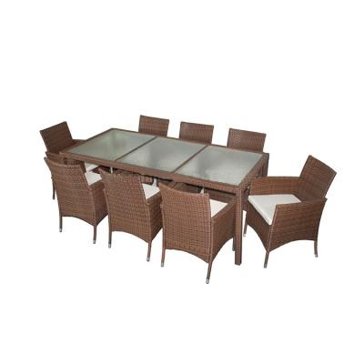 China Bestseller All Weather Heavy Duty Cheapest 8 Seater Dining Dining Set For Outdoor Rattan Furniture for sale