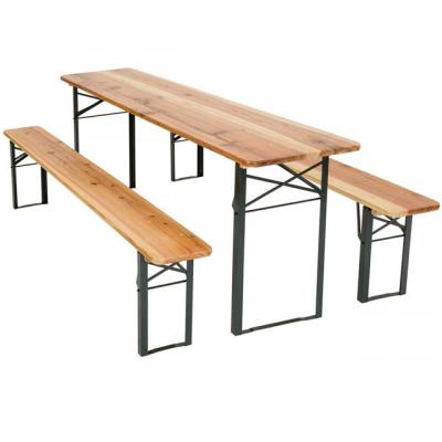 China All Weather Heavy Duty German Foldable Wooden Beer Table and Bench Set for sale