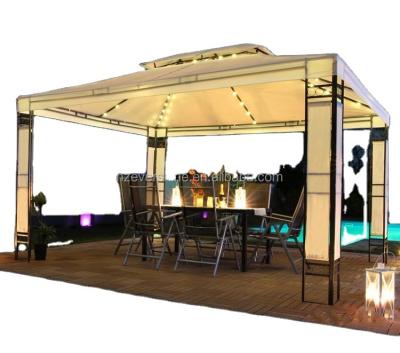 China All Weather Resistant Powder Coated Steel Frame Pavilion With Led Lighting 3m x 4m for sale