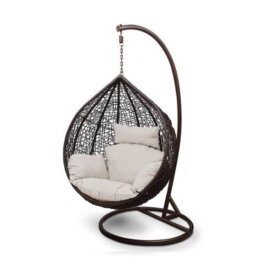 China Weather Resistant Patio Furniture Wicker Egg Shape Swing Chairs Garden Rattan Hanging Chairs for sale