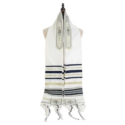 China Big scarf110*180 Israel prayer shawl Jewish prayer scarves 50*18cm polyester stock wholesale from factory for sale