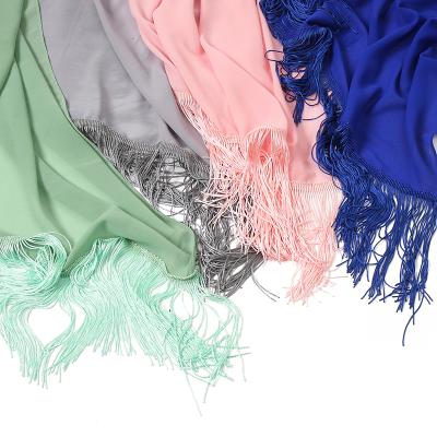 China High Quality Comfortable and Breathable Solid Scarf Muslim Chiffon Hijab 70*180cm Beard Scarf Muslim Hijab for sale