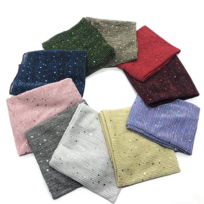 China Breathable Ethnic Women's Simple Dyed Muslim Hijab Scarf Summer Wind Sequins Ladies Polyester Hijab Scarf Spring Headscarf for sale