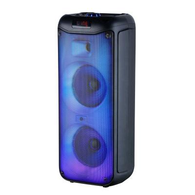 China Hot Selling LED Flashing Light Active Speaker Dual 8 Inch Professional BT ACTIVE OUTDOOR WIRELESS SPEAKER for sale