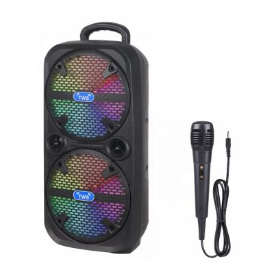 China None Ready To Ship RTS To Double 8 Inch TWS Mobile Portable Active Speaker With Microphones Wireless BT Mini Portable Speaker for sale