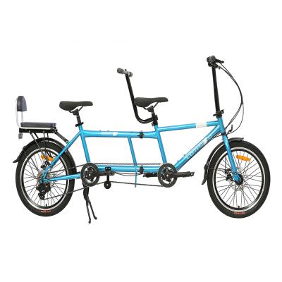 China 2021 steel tandem bicycle fashionable design 3 seats 20 inch folding tandem bicycle family riding suitable bicycle for sale