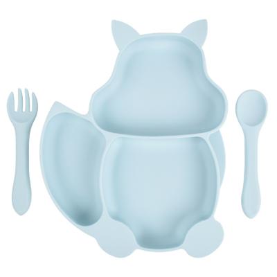 China Hot Selling Kitchen Kids Learning Self-eating Baby Feeding Dishes Tableware Children Set Silicone Tableware Children's Tableware for sale