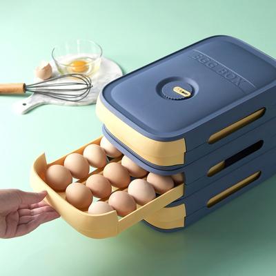 China Viable refrigerator egg box drawer fresh-keeping type kitchen storage box with lid can be stacked type egg roll egg storage box for sale