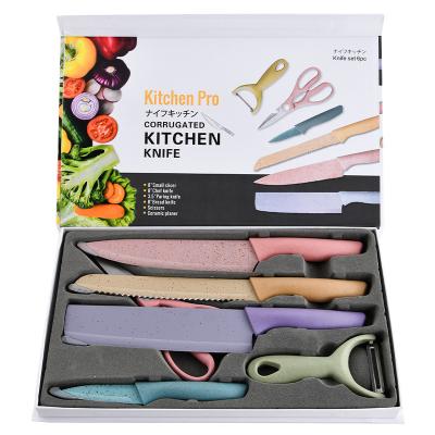 China Stocked Amazon Hot Sale Chef Knife Set For Kitchen Professional Colorful Liner Market for sale